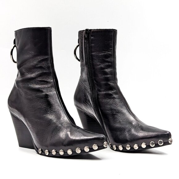 Jeffrey Campbell Shoes - Jeffrey Campbell Wmn Walton Black Metallic Studded Pointy Toe Boots sz 7.5